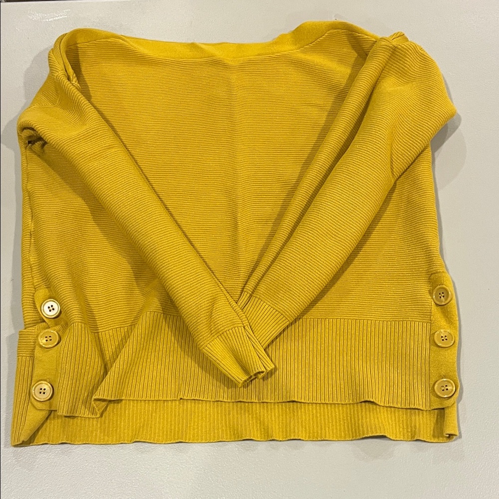 Mustard Button-Detail Women's Sweater